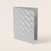 Silver Heart Romantic Love Typography Foil Card (Front)