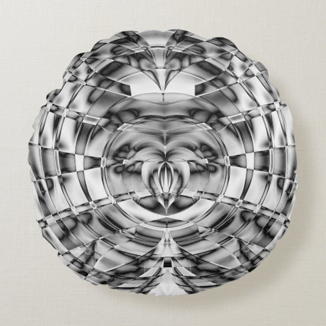Silver Heart Round Pillow (Front)