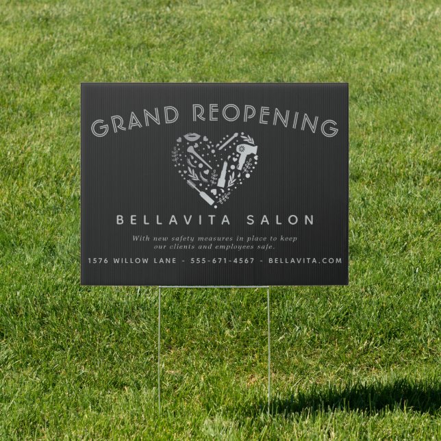Silver Heart Salon Business Grand Opening Sign (Insitu)