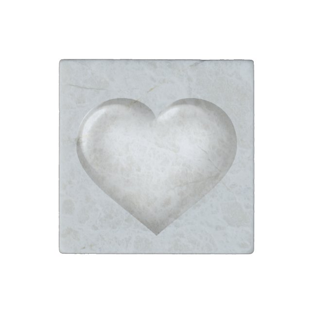 Silver Heart Stone Magnet (Front)