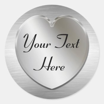 Silver Heart To Personalize Stickers by MetalShop at Zazzle