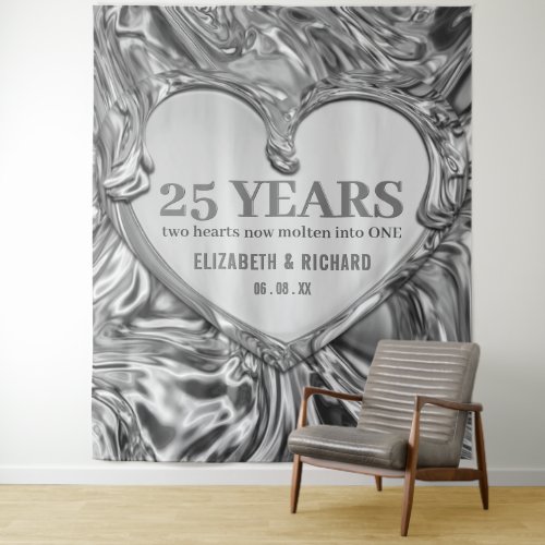 Silver Heart Wedding Anniversary Backdrop