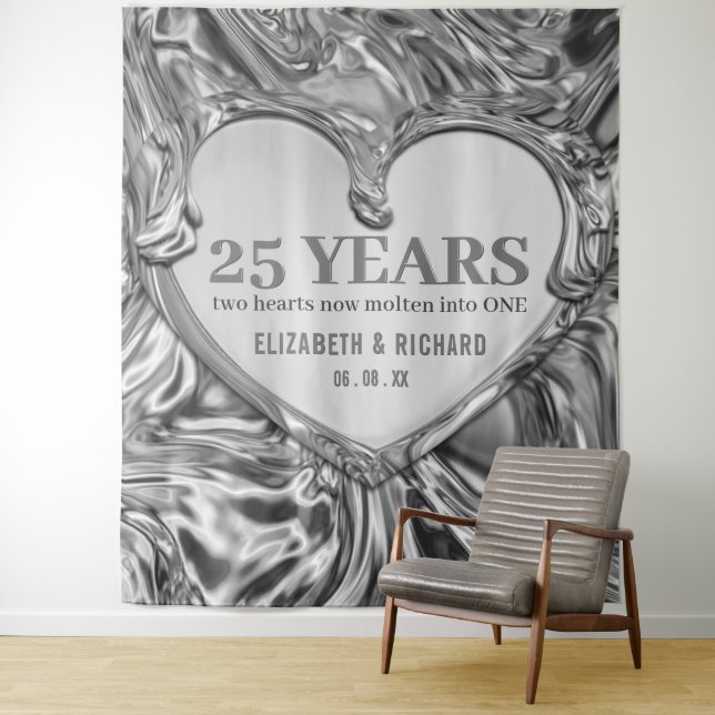 Silver Heart Wedding Anniversary Backdrop (In Situ)