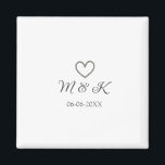 Silver heart wedding couple name letter modern  magnet<br><div class="desc">Design</div>