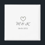 Silver heart wedding couple name letter modern  magnet<br><div class="desc">Design</div>