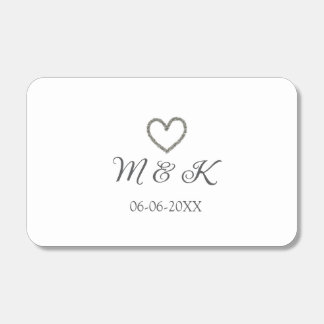 Silver heart wedding couple name letter modern matchboxes