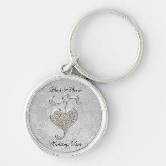 Silver Heart Wedding Favor Keychain