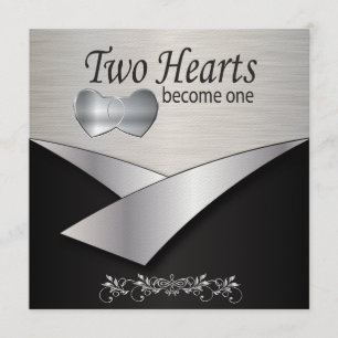 Silver Heart Wedding Invitation