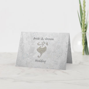 Silver Heart Wedding Invitation Card