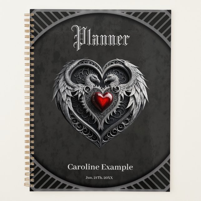 Silver heart with wings planner (Front)