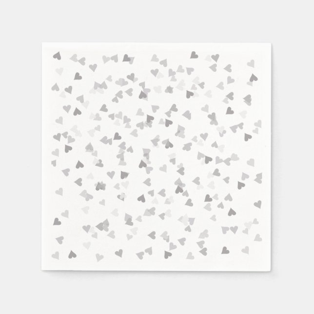Silver Hearts Confetti Napkins (Front)