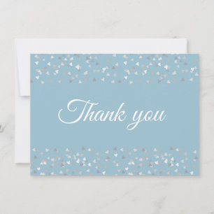 Silver Hearts Confetti Script Thank You Card
