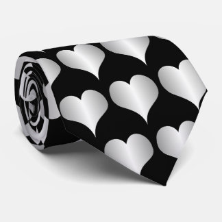 Silver Hearts Design Neck Tie
