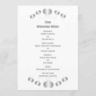 Silver Hearts Design Wedding Menu