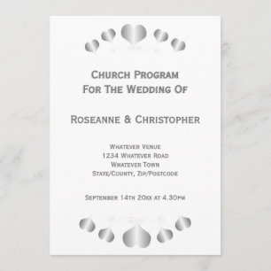 Silver Hearts Design Wedding Program