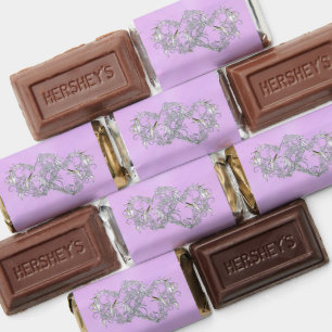 Silver Hearts Lavender Wrapped Chocolate Hershey's Miniatures