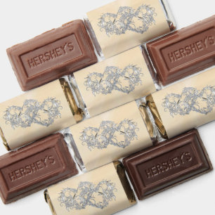 Silver Hearts Peach Wrapped Chocolate Hershey's Miniatures