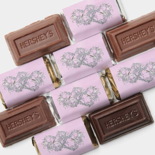 Silver Hearts Pink Wrapped Chocolate Hershey's Miniatures