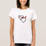 Silver Hearts Red Ribbon T-Shirt