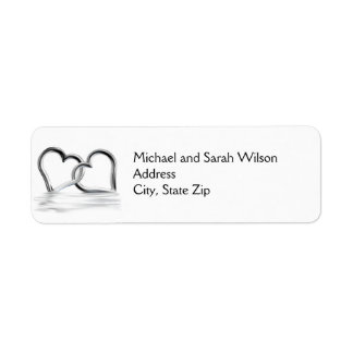 Silver Hearts Return Address Labels