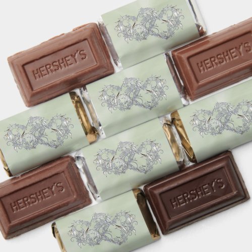 Silver Hearts Sage Wrapped Chocolate Hershey's Miniatures
