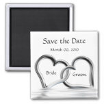 Silver Hearts Save The Date Magnets at Zazzle