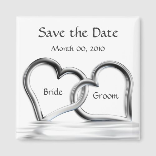 Silver Hearts Save the Date magnets