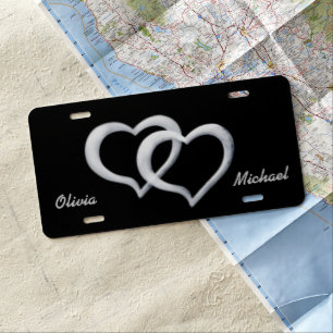 Silver Hearts Sweetheart License Plate