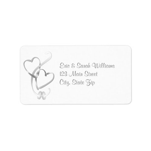 Silver Hearts Wedding Address Labels