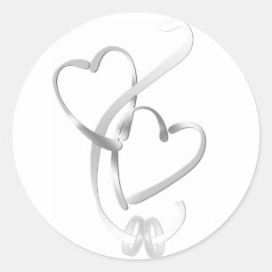 Silver Hearts Wedding Stickers