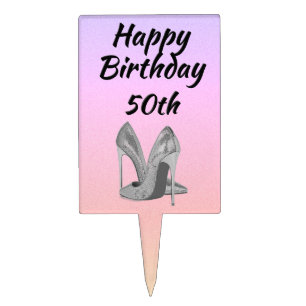 Silver Heels Birthday Cake Topper