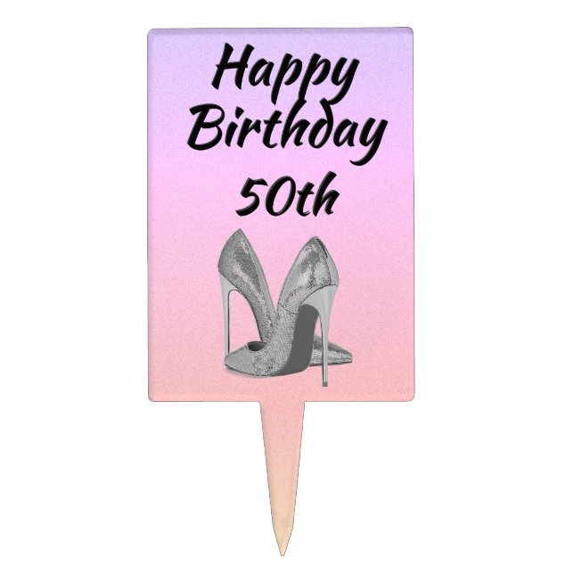 Silver Heels Birthday Cake Topper (Front)