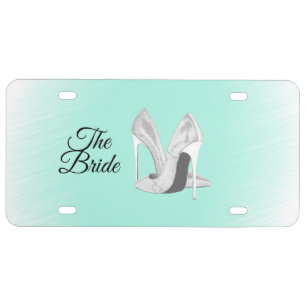 Silver Heels Mint Green License Plate