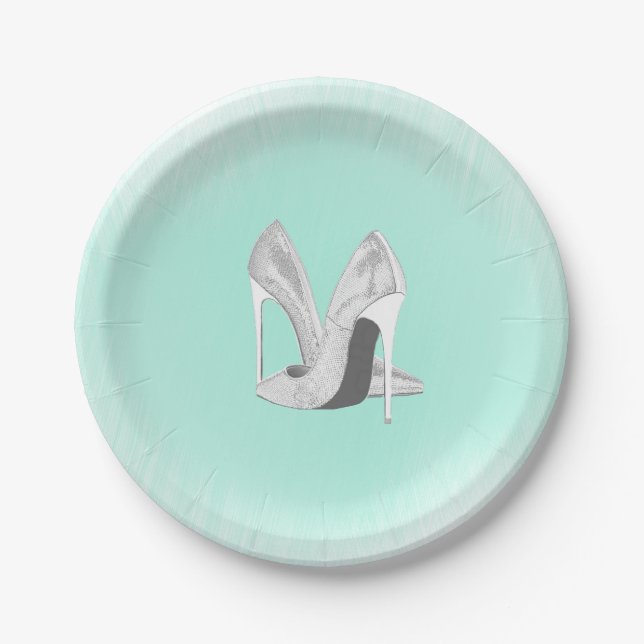 Silver Heels on Mint Paper Plates (Front)