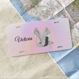 Silver Heels Pastels Personalized License Plate