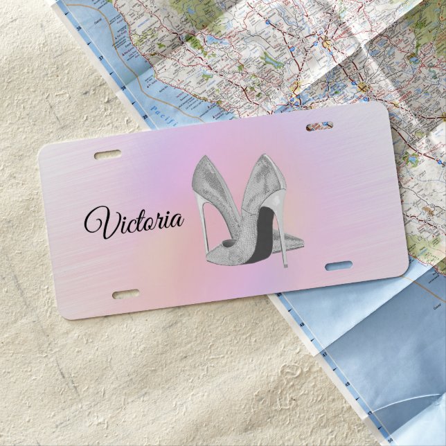 Silver Heels Pastels Personalized License Plate (In Situ)