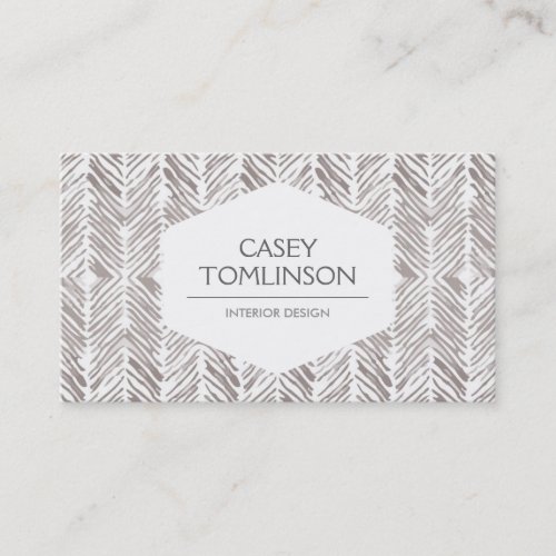 SILVER HERRINGBONE WATERCOLOR ARTWORK BUSINESS CARD TEMPLATE