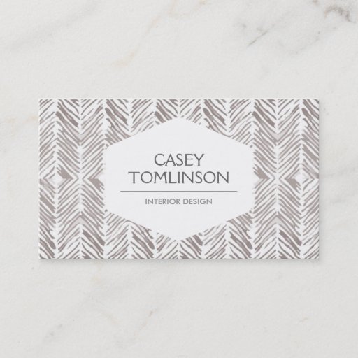 Customizable SILVER HERRINGBONE WATERCOLOR ARTWORK BUSINESS CARD TEMPLATE