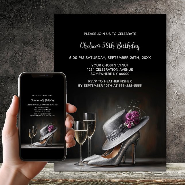 Silver High Heel Shoes Birthday Party Invitation (Creator Uploaded)