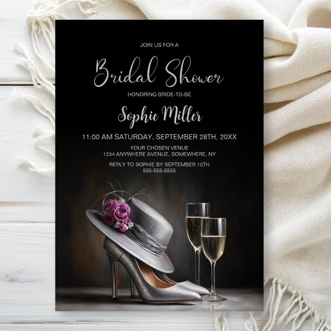 Silver High Heel Shoes Bridal Shower Invitation (Creator Uploaded)