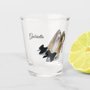 Silver High Heels Black Bow Shot Glass