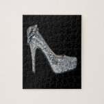 Silver High Heels Customize Add Text Jigsaw Puzzle at Zazzle