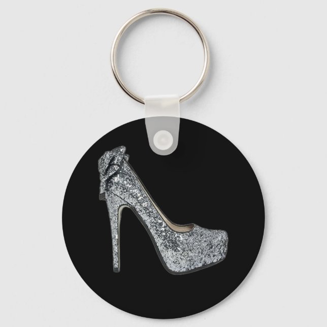 Silver High Heels Customize add Text Keychain (Front)