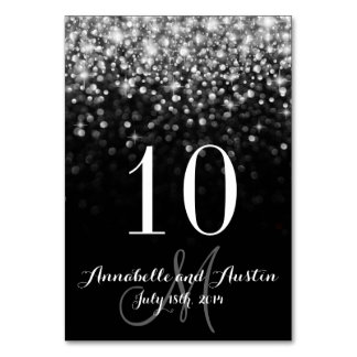 Silver Hollywood Glitz Glam Wedding Table Card
