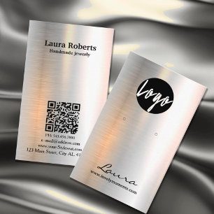 Silver Holographic Brushed Metal Earring Display Business Card