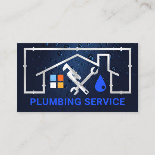 Silver Home Pipe Frame Leaking Business Card