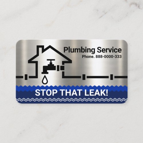 Silver Home Pipeline Leaking Faucet Business Card