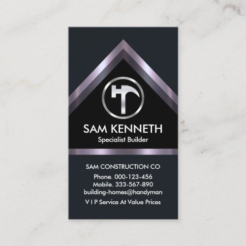 Silver Home Roof Building Construction Business Card