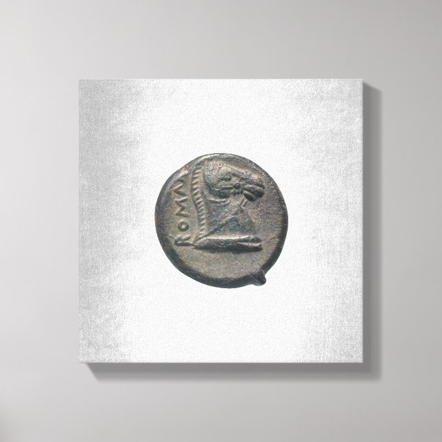 Silver Horse Antic Roman Coin Silver Background Canvas Print (Front)