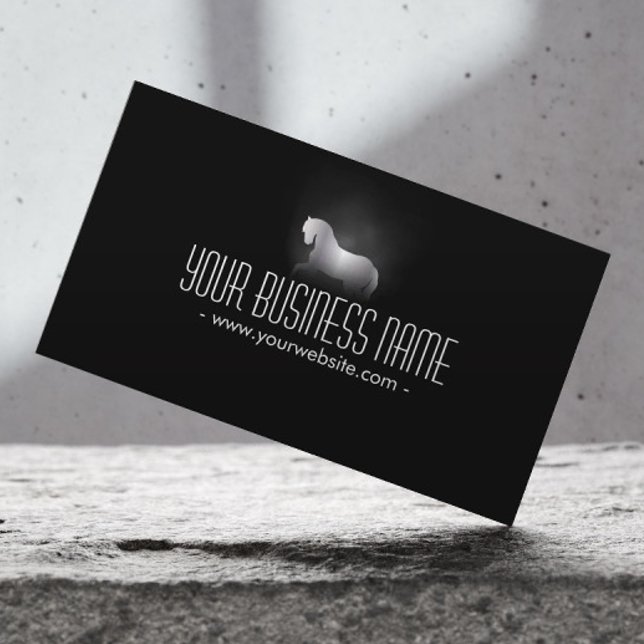 Silver Horse Equine Professional Black Business Card (Creator Uploaded)